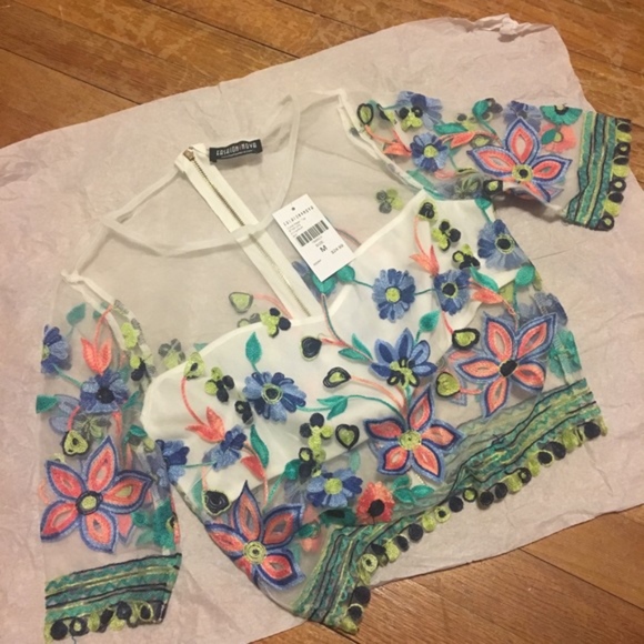 Fashion Nova Tops - Embroidered Crop Top